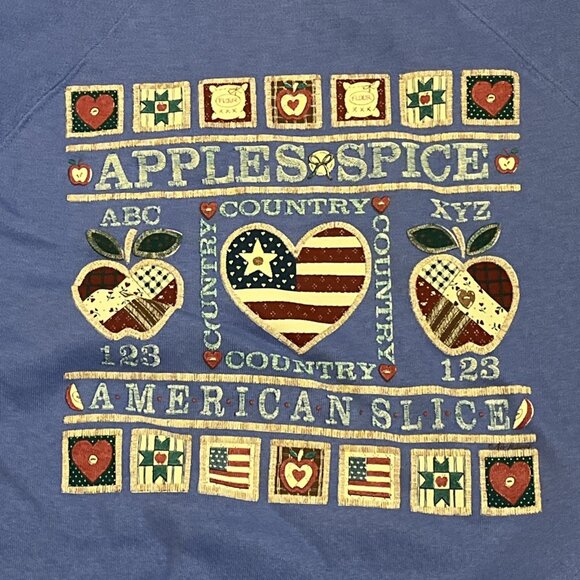 Vintage Country Apple Spice Sweatshirt SZ XL Blue American Slice Hanes Fleece - Picture 3 of 11